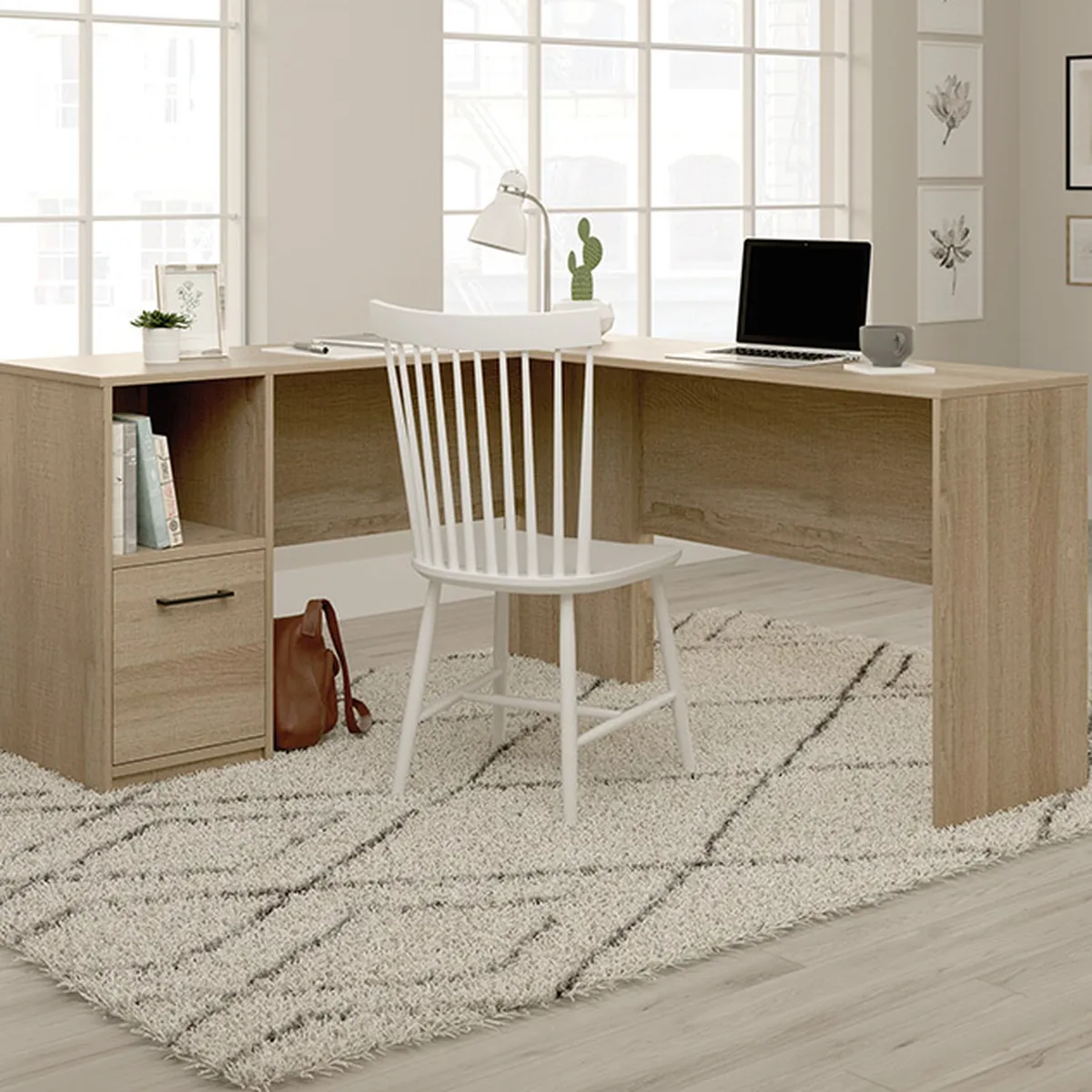 L-Desk in natural / light wood, item 425092